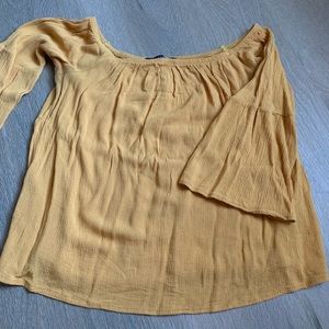 off shoulder bell sleeve blouse